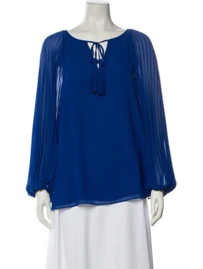 Pre-owned Ungaro Ter V-neck Long Sleeve Blouse In Blue