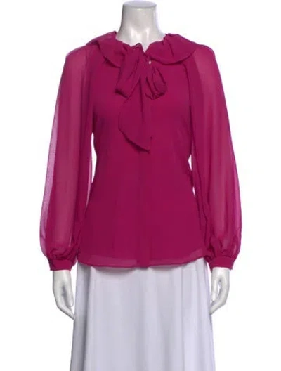 Pre-owned Ungaro Tie Neck Long Sleeve Blouse In Pink