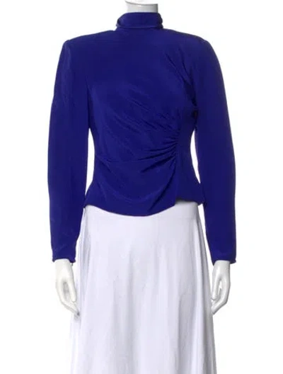 Pre-owned Ungaro Turtleneck Long Sleeve Top In Blue