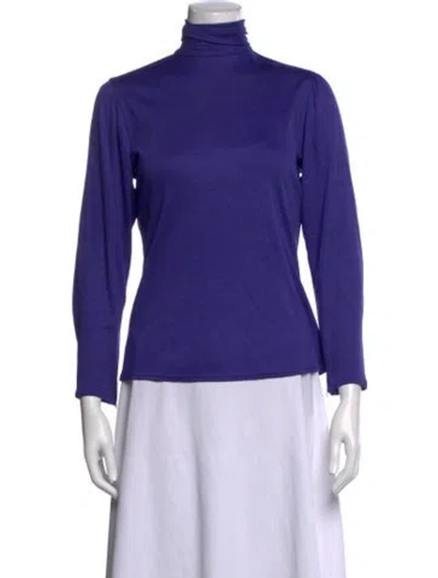 Pre-owned Ungaro Turtleneck Long Sleeve Top In Purple