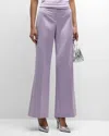 Ungaro Two-tone Flare-leg Satin Back Crepe Pants In Purple