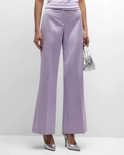 Ungaro Two-tone Flare-leg Satin Back Crepe Pants In Orchid