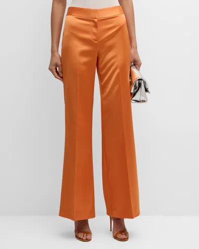 Ungaro Two-tone Flare-leg Satin Back Crepe Pants In Yam