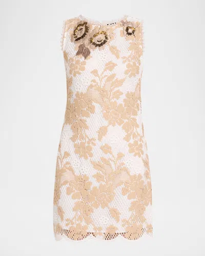 Ungaro Victoria Scalloped Lace Mini Shift Dress In Multi