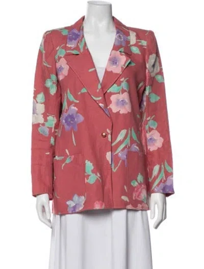 Pre-owned Ungaro Vintage Floral Print Blazer In Pink