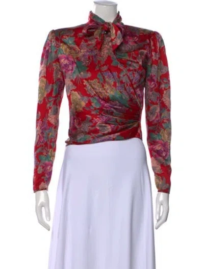 Pre-owned Ungaro Vintage Floral Print Blouse In Red