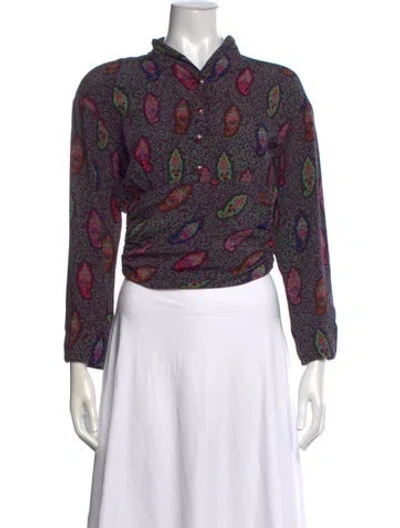 Pre-owned Ungaro Vintage Paisley Print Blouse In Purple