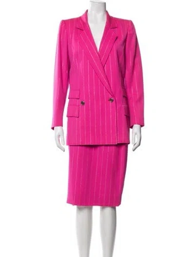 Pre-owned Ungaro Virgin Wool Striped Skirt Set In Pink