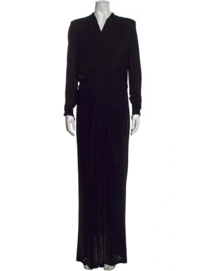 Pre-owned Ungaro V-neck Long Dress In Black