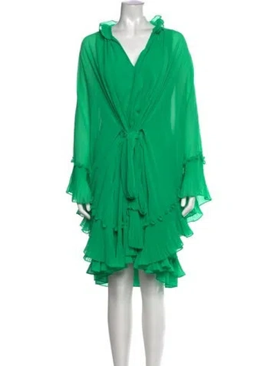 Pre-owned Ungaro V-neck Mini Dress In Green