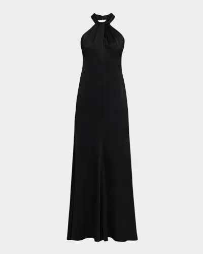Ungaro Wilde Twist-front Halter Maxi Dress In Black