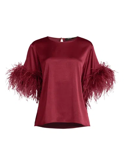 Ungaro Women's Aria Feather-trim Satin Blouse In Brown