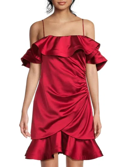 Ungaro Women's Axelle Ruffled Satin Minidress In Red