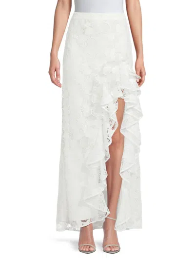 Ungaro Women's Bari Floral Lace Maxi Skirt In White