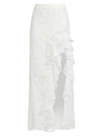 Ungaro Women's Bari Floral Lace Maxi Skirt In White
