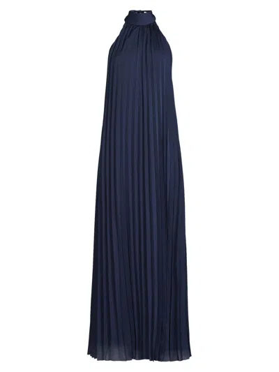 Ungaro Women's Beverly Pleated Halter Maxi Dress In Blue