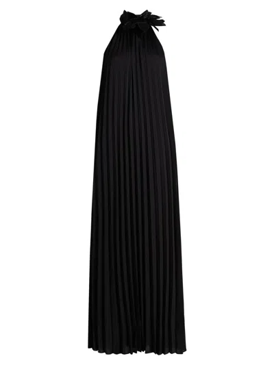 Ungaro Women's Blakely Pleated Halterneck Gown In Black