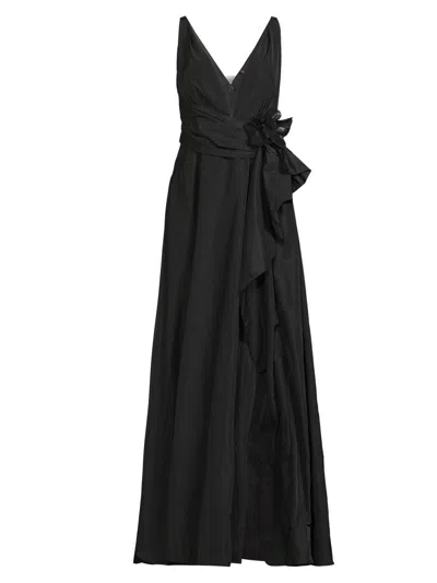 Ungaro Women's Caro Embellished Satin V-neck Gown In Black