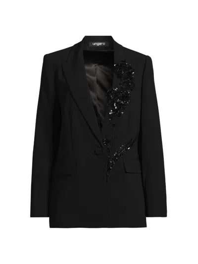 Ungaro Women's Cassandra Embellished Appliqué Blazer In Black