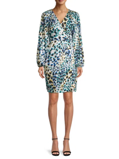 Ungaro Women's Catori Cheetah-printed Minidress In Lagoon Multi