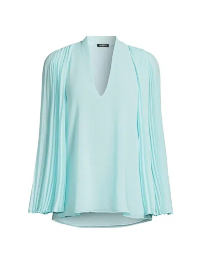 Ungaro Women's Evelyn Pleated Sleeve Blouse In Light Turquoise