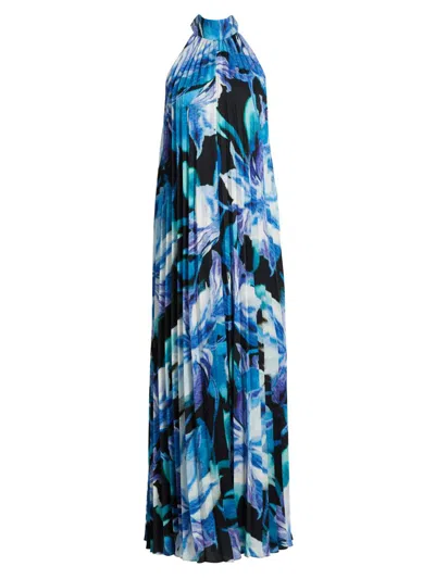 Ungaro Women's Haze Floral Satin Pleated Maxi Dress