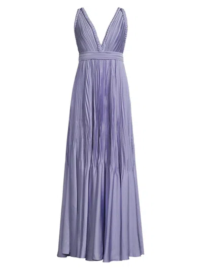 Ungaro Women's Hazel Pleated Satin V-neck Gown In Purple