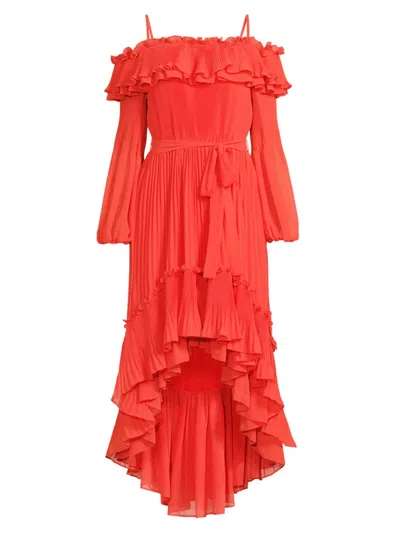 Ungaro Women's Holland Pleated Ruffled High-low Dress In Flame