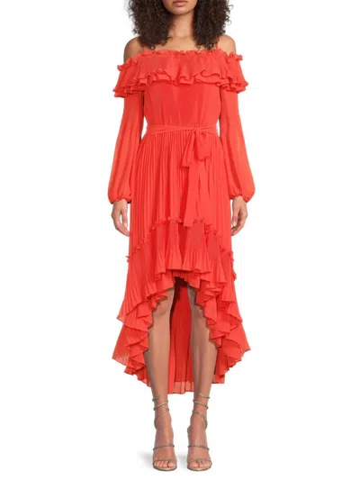 Ungaro Women's Holland Pleated Ruffled High-low Dress In Red