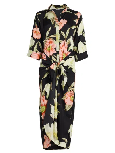 UNGARO WOMEN'S IRIS FLORAL TIE-WAIST SHIRTDRESS