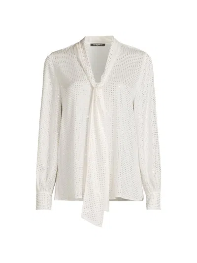Ungaro Women's Isla Embellished Stretch Silk Tieneck Blouse In White