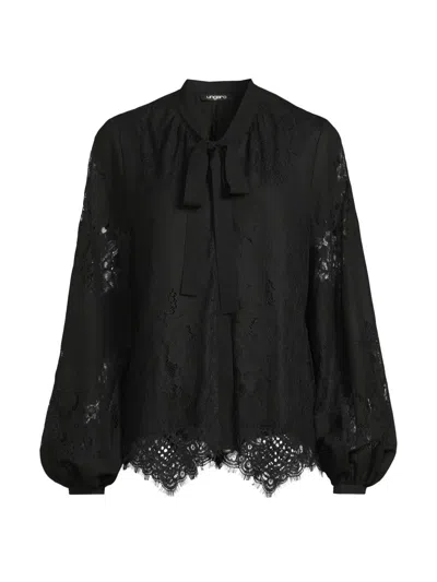 Ungaro Women's Jada Lace Pussy Bow Blouse In Black
