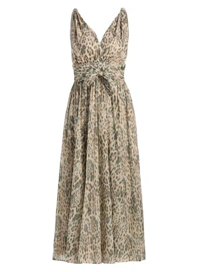 Ungaro Jillian Sleeveless Leopard-print Cotton Dress In Brown