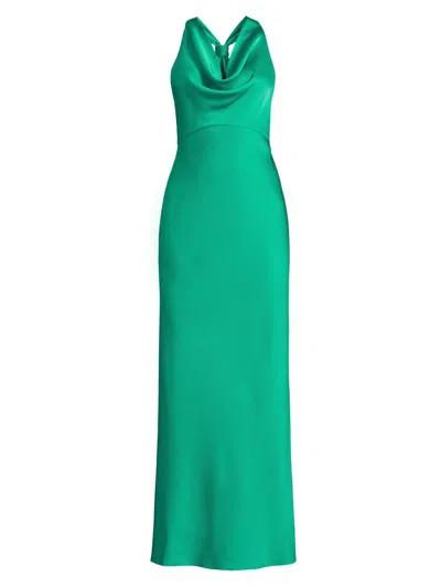 Ungaro Women's Katniss Satin Cowlneck Maxi Dress In Green