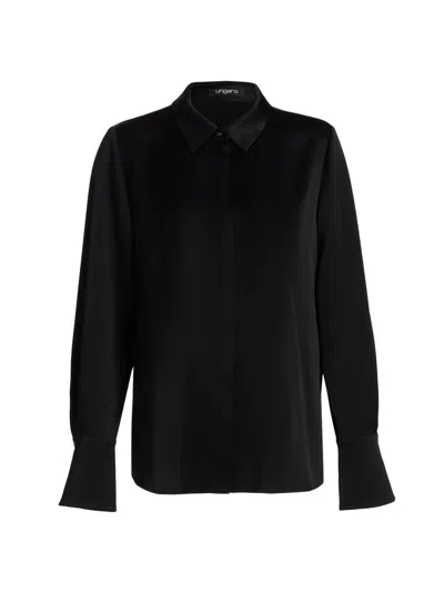 Ungaro Women's Layne Satin Button-front Blouse In Black
