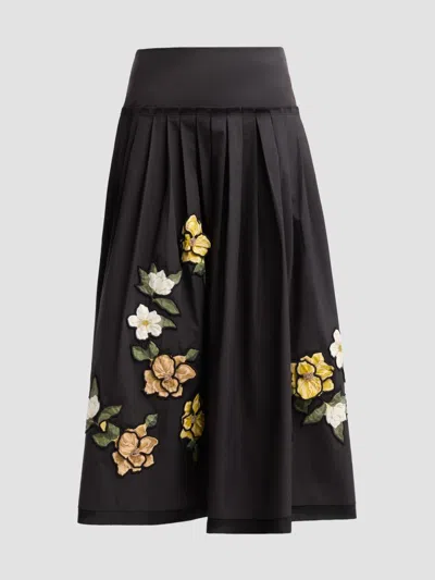 Ungaro Women's Lindsey Embroidered Midi Skirt In Black