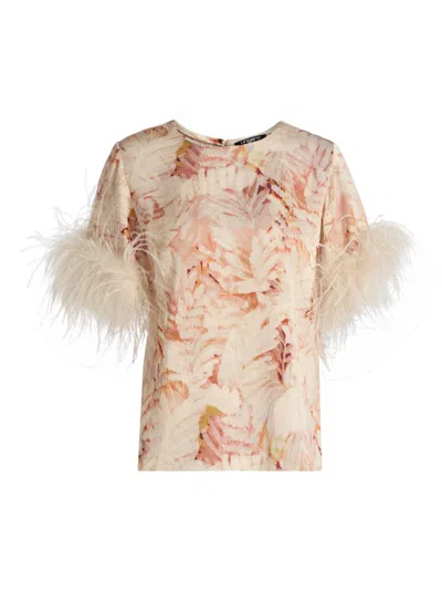 Ungaro Women's Logan Floral Feather-trim Blouse In Multi