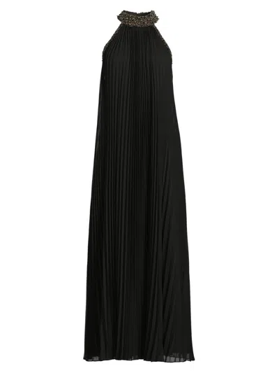 UNGARO WOMEN'S MONROE EMBELLISHED PLEATED MAXI DRESS