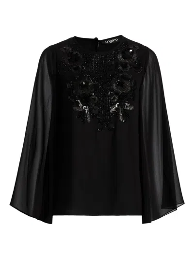 Ungaro Women's Nastasia Sequined Chiffon Blouse In Black