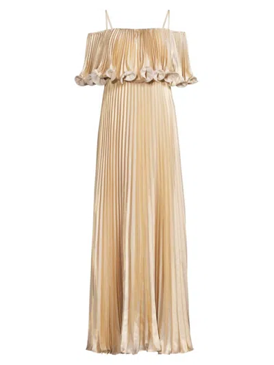 Ungaro Women's Nikita Metallic Pleated Maxi Dress In Birch