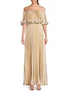 Ungaro Women's Nikita Metallic Pleated Maxi Dress In Brown