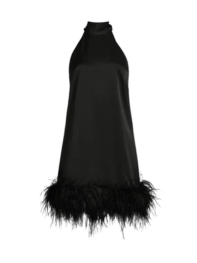 Ungaro Women's Only At Saks. Sari Feather-trim Minidress In Black