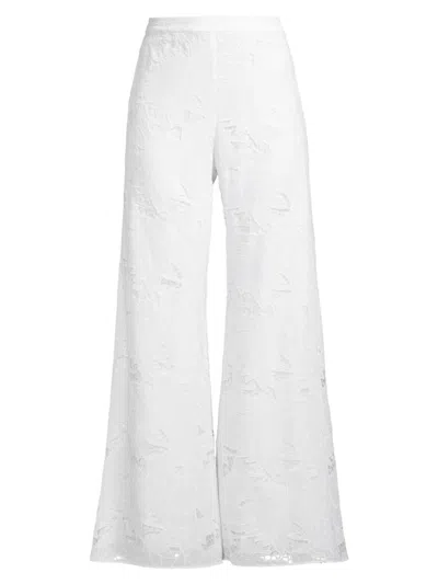 Ungaro Women's Poppy Floral Lace Wide-leg Pants In White