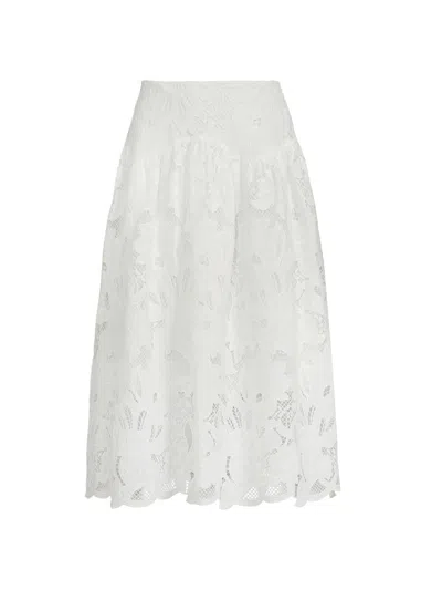 Ungaro Women's Roxie Lace Midi-skirt In White
