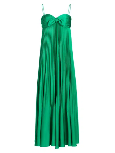 Ungaro Women's Shay Plissé Bow-accented Gown In Green