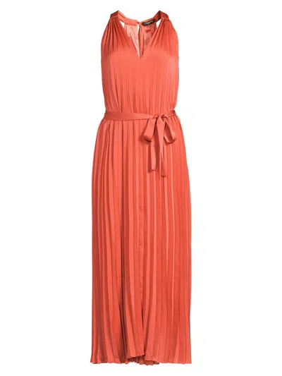 Ungaro Women's Susan Accordion Pleated Satin Cocktail Dress In Orange