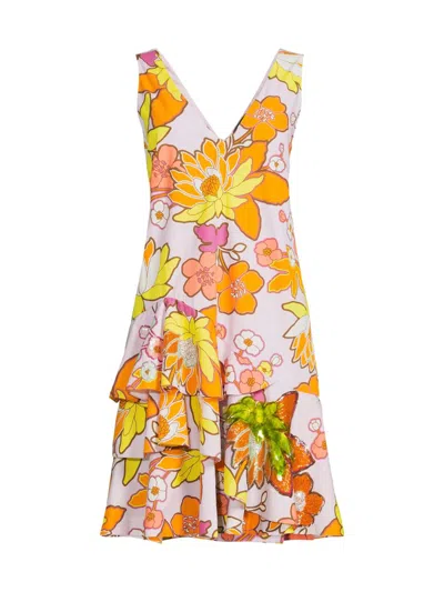 Ungaro Women's Talia Floral-sequined Knee-length Dress In Multi