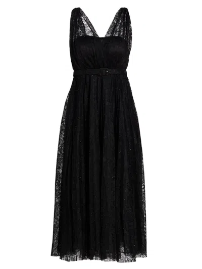 Ungaro Women's Tara Tulle Lace Midi-dress In Black