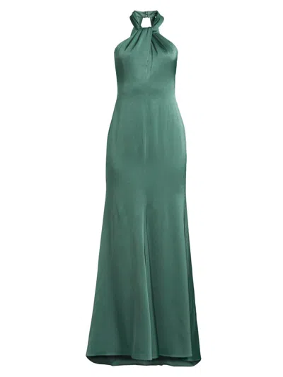 Ungaro Women's Wilde Satin Halterneck Maxi Dress In Green