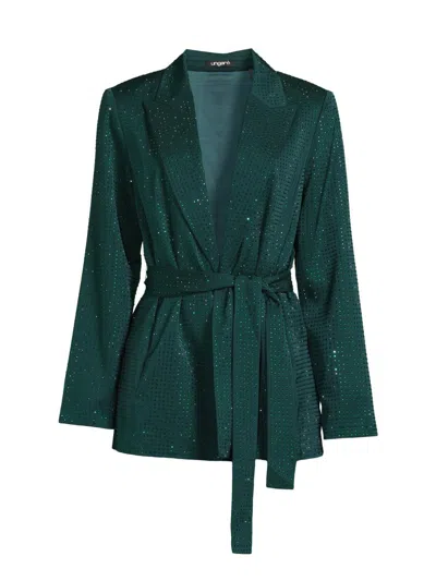 Ungaro Women's Willow Hotfix Stretch-silk Self-tie Jacket In Green